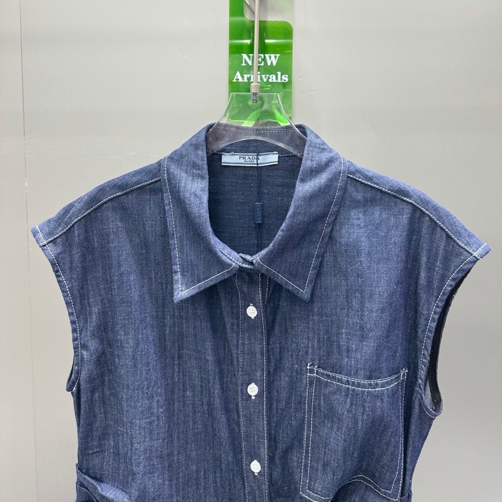 Prada leather button-up denim dress - Picture 4 of 6